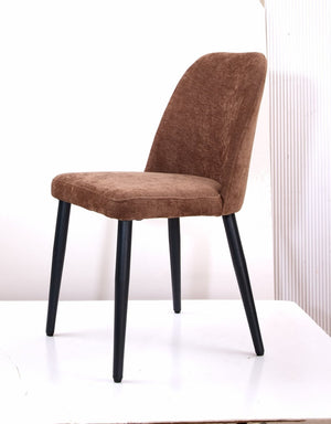 English Elm Dark Brown Suede Armless Dining Chairs with Sleek Metal Legs Foam Padded Set of 2 T3967P431251