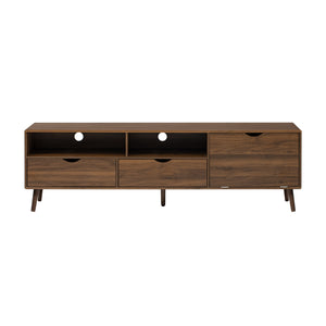 English Elm Mid Century TV Stand Natural Wood Grain with Drop-Down Door, 2 Drawers & 4 Cabinets, Cable-Managed Storage (Fits TVs up to 80") N710P295758P