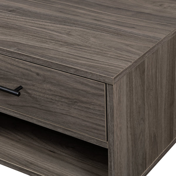 English Elm Walker Edison - Modern Hairpin-Leg Coffee Table Slate Grey with 2 Drawers, Open Cubbies, Warp-Resistant MDF, Retro Chic Legs B185P169027