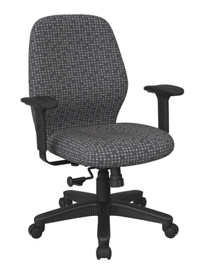 OSP Home Furnishings Mid Back Executive Office Chair with Synchro Tilt Lumbar Support and Padded Pu Arms Ash 3121-K102