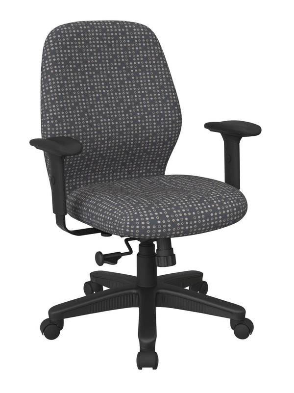 OSP Home Furnishings Mid Back Executive Office Chair with Synchro Tilt Lumbar Support and Padded Pu Arms Ash 3121-K102