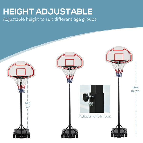 English Elm Soozier Adjustable Basketball Hoop System with Shatterproof Backboard and Rolling Base W2225P229430