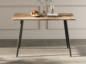 English Elm 47" Modern Mdf Wood Grain Dining Set Seats 4 with Green Chairs and Black Metal Legs W2189S00843