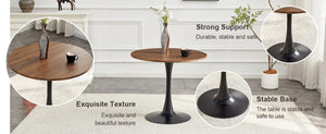 English Elm Round Faux Marble Tulip Pedestal Dining Table Mid Century Modern for Small Bistro Spaces Black,Walnut W2920P400946