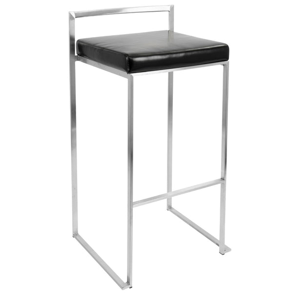 English Elm Contemporary Stackable Steel Counter Stools Padded Fabric Seats for Kitchen Islands Set of 2 B202P222300