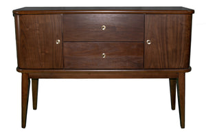 English Elm Mid Century Modern Server Cherry Finish with 2 Drawers & 2 Cabinets Solid Wood Mid-Century Storage Piece B2699P206759