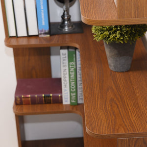 English Elm 90cm Five Tier L-shaped Corner Bookcase Open Wood Shelving Unit for Home Office W2899P444147