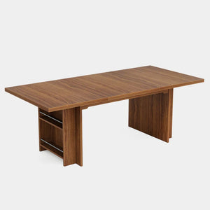 English Elm Practical Geometric Console Table with Matte Black Wood Grain Finish for Entryway or Sofa T3971P453336
