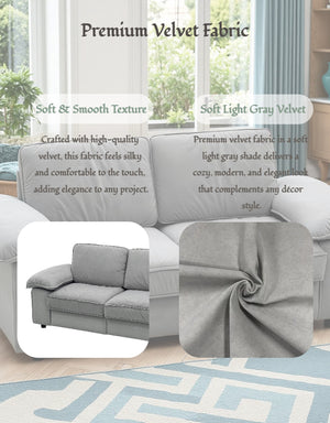 English Elm Fx-P20M-2S-Gy Gray Velvet Compact 2-Seater Loveseat Sofa With Hidden Storage For Small Spaces W576S00231