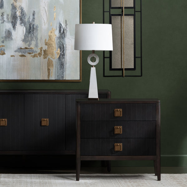 Crestview Collection Transitional 3 Drawer Accent Chest - Elegant Bayur Wood Cabinet With Reeded Fronts & Copper Pulls Brown Solid Wood Cvfdr1048