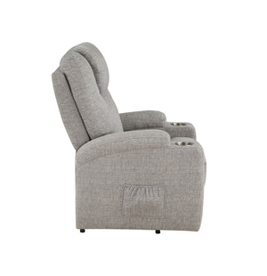 English Elm Light Gray Plush Chenille Recliner with Power Lift, Massage, Dual Cup Holders & Pocket Coil Comfort B2726P405681