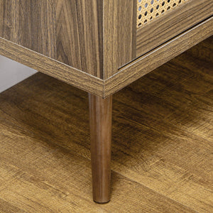 English Elm HOMCOM Rattan Door Sideboard Buffet Cabinet with Adjustable Shelves, Anti-Tip Brown Storage Accent W2225P173881