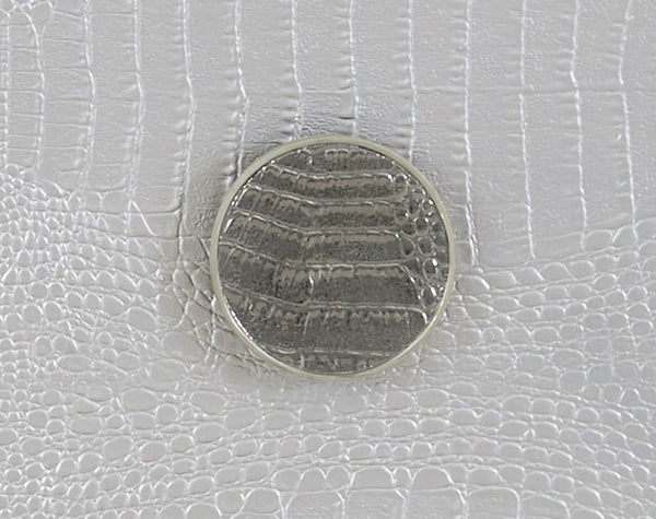 English Elm Anpu Silver Faux Crocodile Console Cabinet with 3 Drawers, Jewelry Tray, Full-Extension Metal Glides B2726P280184