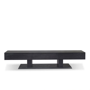 English Elm Follian Black Finish TV Stand with 3 Drawers, Open Shelf, Ball-Bearing Glides for 50" TVs — Modern B2726P255763