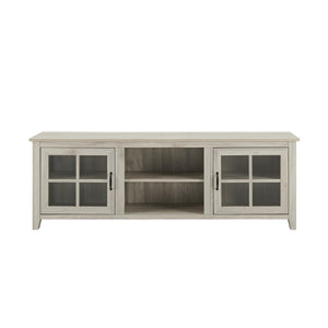 English Elm Walker Edison - Modern Farmhouse Birch 70" TV Stand with Windowpane Glass Doors, Cord Management, 3 Shelves, Durable Finish B185P169355