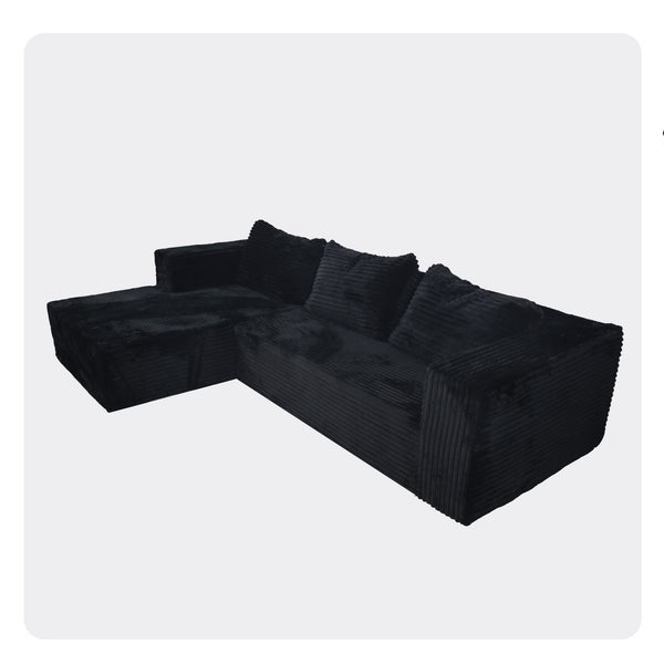 English Elm Cloud Plush Corduroy Sectional Sofa with L-Chaise, CertiPUR-US Foam, Stain-Resistant, No Assembly W3341P329068