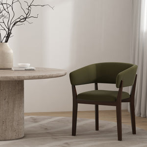 English Elm Blake Solid Beech Frame Faux Mohair Armchair with Sculptural Wraparound Backrest, Commercial Grade Comfort Green B365P397763