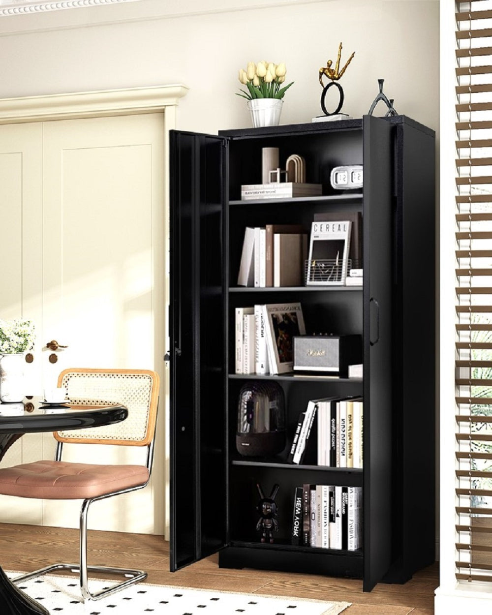 English Elm Container Furniture Direct Ironclad Steel Locking Cabinet with Adjustable Shelves for Garage Black B2735P461944