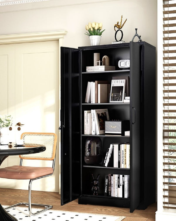 English Elm Container Furniture Direct Ironclad Steel Locking Cabinet with Adjustable Shelves for Garage Black B2735P461944