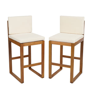 English Elm Christopher Knight Home® - Outdoor Acacia Wood Barstool set brings rustic-modern charm, durable solid wood, water-resistant cushions, easy assembly Teak+ Beige 43 L x 24.25 W x 11.5 H N776P285374T