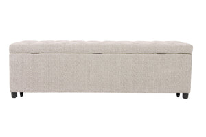 English Elm Contemporary Tufted Bouclé Storage Ottoman with Hidden Compartment and Smooth Pull-Out Drawer Bench Beige 61 L x 20 W x 17 H B011P370883