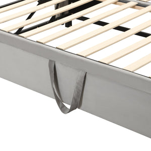 English Elm Twin Upholstered Daybed with Pop-Up Trundle, Space-Saving Guest Bed with Slats, Hydraulic Wheels, 81.9" L Gray SF000133AAE