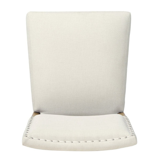English Elm Barstools Set of 2 Nailhead Trim Beige Fabric Rubberwood Frame for Kitchen Island N780P366607N