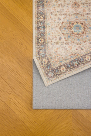 English Elm Premier Traditional Medallion Low Pile Area Rug Ivory Tone for Living Dining Rooms B186P479371