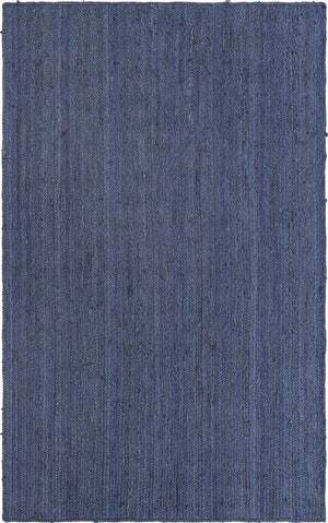 Unique Loom Braided Jute Dhaka Hand Woven Solid Rug Navy Blue,  5' 1" x 8' 0"