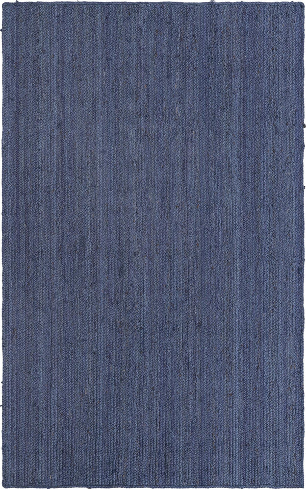 Unique Loom Braided Jute Dhaka Hand Woven Solid Rug Navy Blue,  5' 1" x 8' 0"