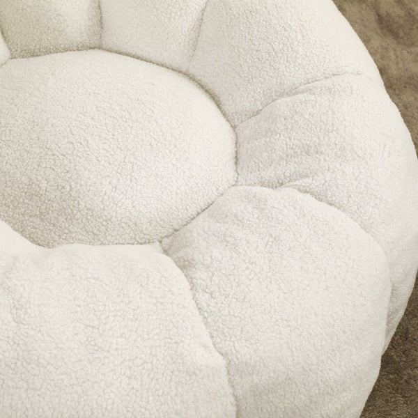 English Elm Bean Bag Lounge Chair Faux Fur Memory Foam Armrests Ergonomic Seat for Adults White W2200P239859