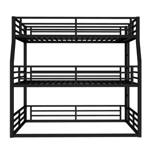 English Elm Full/Full Xl Over Queen Metal Triple Bunk Bed With Safety Guardrails – Heavy-Duty, Noise-Reducing Design W1580S00175
