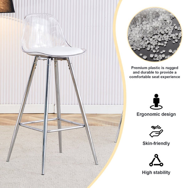 English Elm Modern Pu Leather Upholstered Barstools with Slim Metal Legs for Kitchen Counter Seating W1151P154367