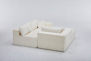 English Elm Modular Cloud Sectional with Corduroy Upholstery Deep Cushions for Living Rooms W1919S00007