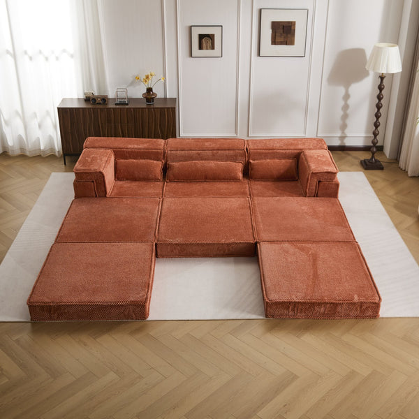 English Elm Compression Modular Sofa Bed – Cozy, Versatile 3-Seater With Ottoman, Soft Fleece, No Assembly Needed! W3723S00022