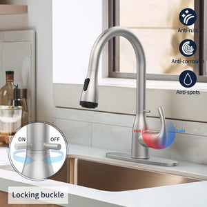 English Elm Kitchen Pull Down Faucet Brushed Nickel High Arc Sprayer for Farmhouse Bar Sinks T3177P289664