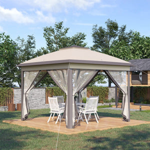 English Elm Outsunny 11' X 11' Instant Pop Up Canopy Tent With Netting & Carry Bag For Outdoor Shade & Comfort W2225P200596-GIGA