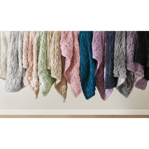 JLA Home Madison Park - Faux Ruched Faux Fur Throw with Reversible Faux Mink Backing, OEKO-TEX Certified, Machine Washable Luxury Sage Green MP50-8800