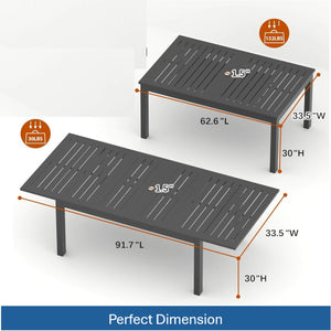 English Elm 63"-92" Extendable Aluminum Patio Dining Table Powder Coated Seats up to Ten Outdoor B082P455120