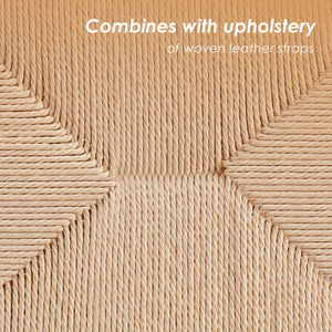 English Elm Modern Boho Accent Chair for Living Room — Scandinavian Cognac Beech Wood, Braided Jute Rope Seat, Cozy Durable Lounge T3623P354962