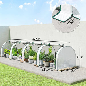 English Elm Low Profile Wide Balcony Greenhouse Uv Resistant Pe Cover Steel Frame Outdoor Garden T3971P468264