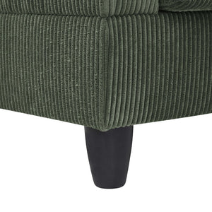English Elm Savannah Corduroy Modular Sectional with Matching Ottoman for Contemporary Living Rooms Green B343S00044