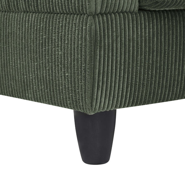 English Elm Savannah Corduroy Modular Sectional with Matching Ottoman for Contemporary Living Rooms Green B343S00044