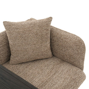 English Elm Leisure Linen Accent Chair with Built-in Side Table Pockets and Lumbar Pillow Modern Khaki W395P453308