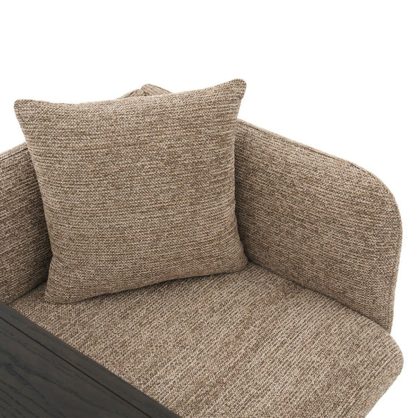English Elm Leisure Linen Accent Chair with Built-in Side Table Pockets and Lumbar Pillow Modern Khaki W395P453308