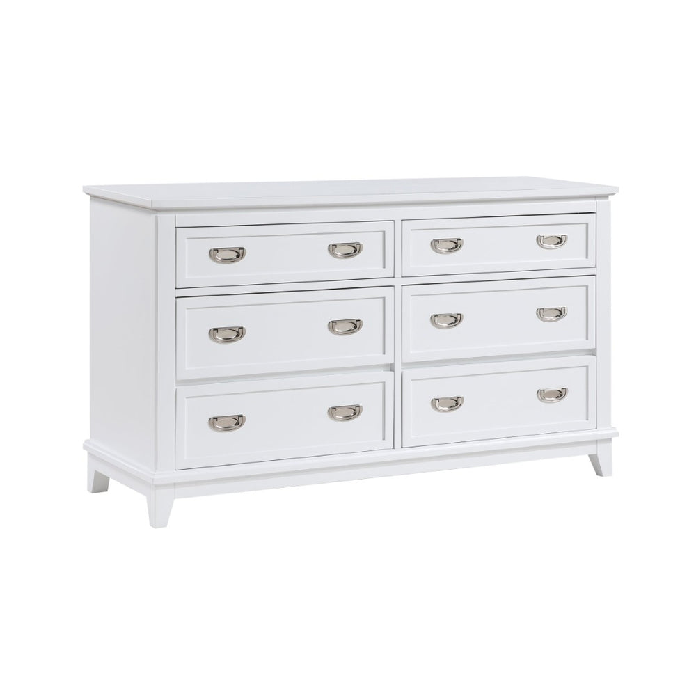 English Elm Gray Lacquer Six Drawer Dresser with Dovetail Wood Construction for Modern Bedrooms White B011P463883