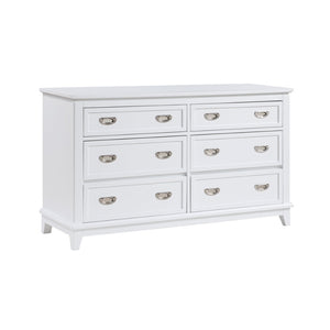 English Elm Gray Lacquer Six Drawer Dresser with Dovetail Wood Construction for Modern Bedrooms White B011P463883