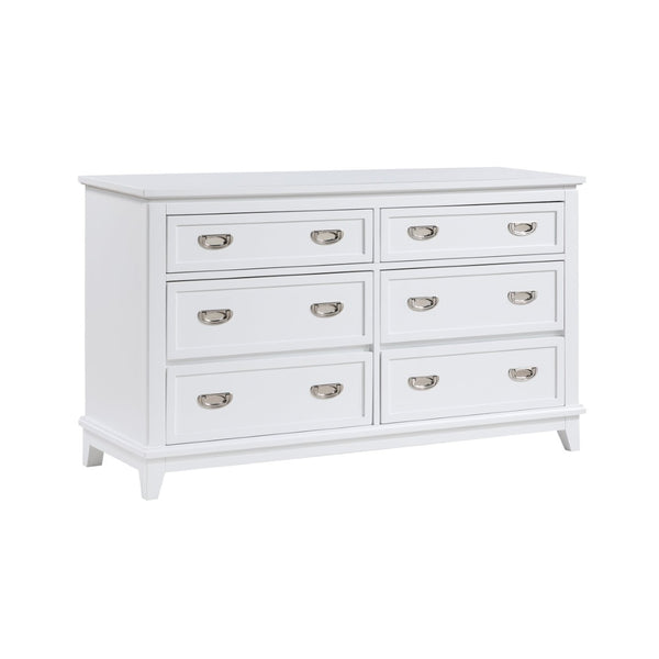 English Elm Gray Lacquer Six Drawer Dresser with Dovetail Wood Construction for Modern Bedrooms White B011P463883