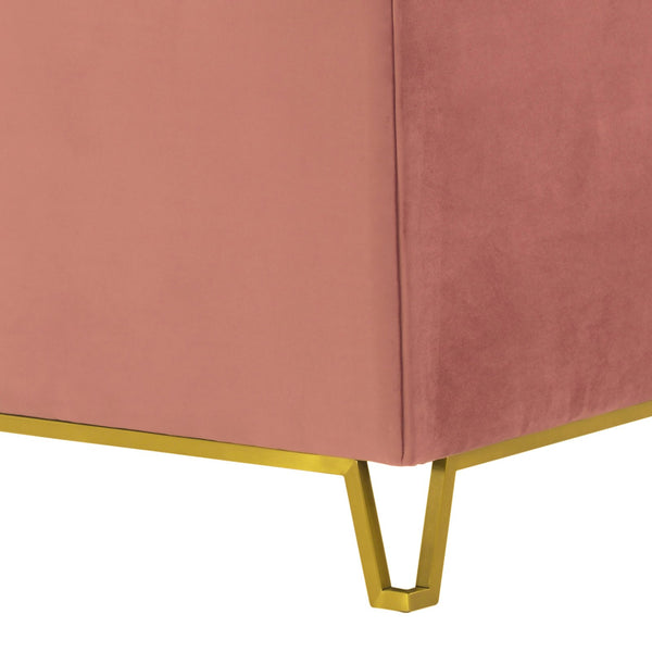 English Elm Wynnora Blush Fabric Upholstered Accent Chair with Plush Cushions, Brushed Gold Legs, Stable Metal Base B2736P354353