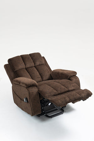 English Elm Oversized Power Lift Recliner with Heat Massage Lay Flat Design and Usb Charging Port Chocolate W547S00081